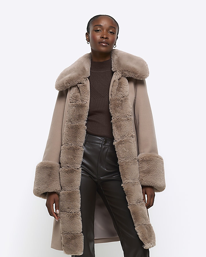 Fur on sale trimmed coat