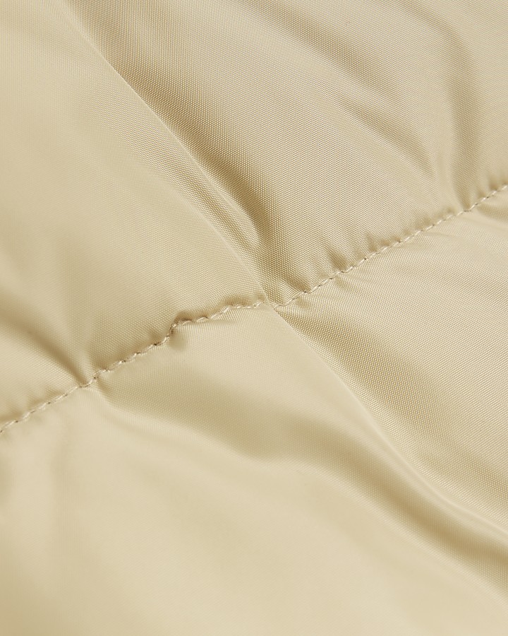 Cream hooded longline puffer coat River Island