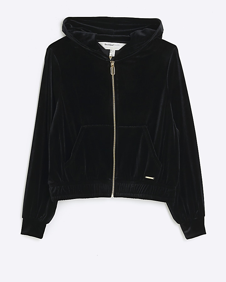 Black velour hoodie