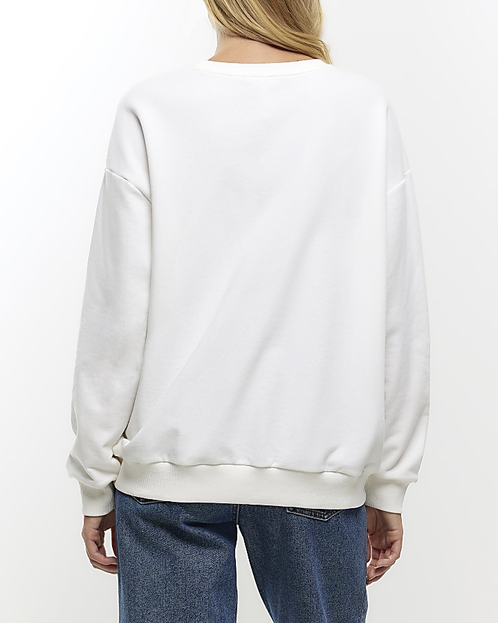 White graphic print sweatshirt | River Island