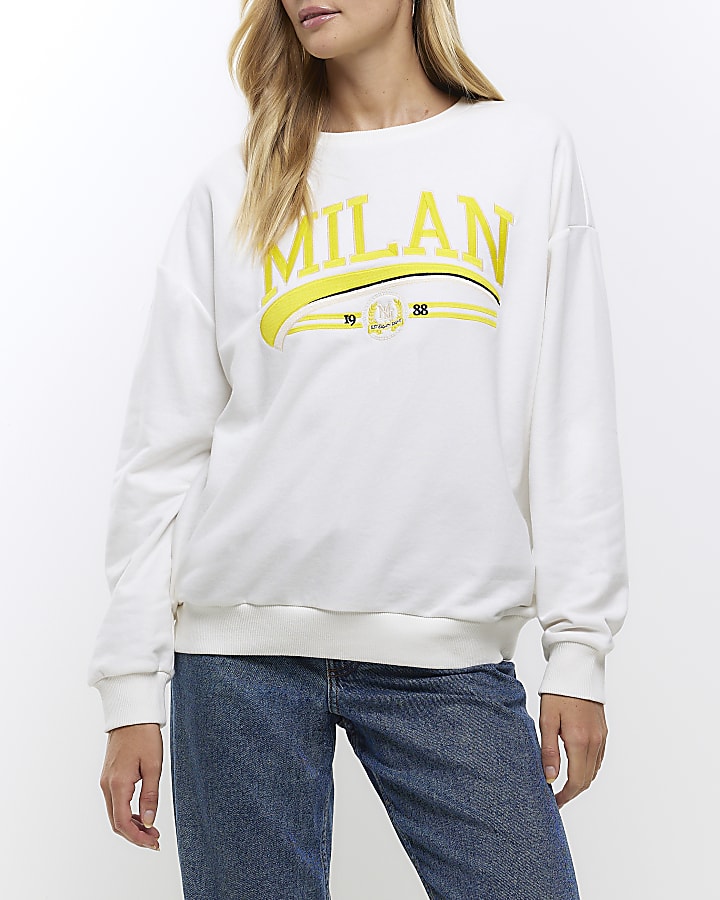 White graphic print sweatshirt