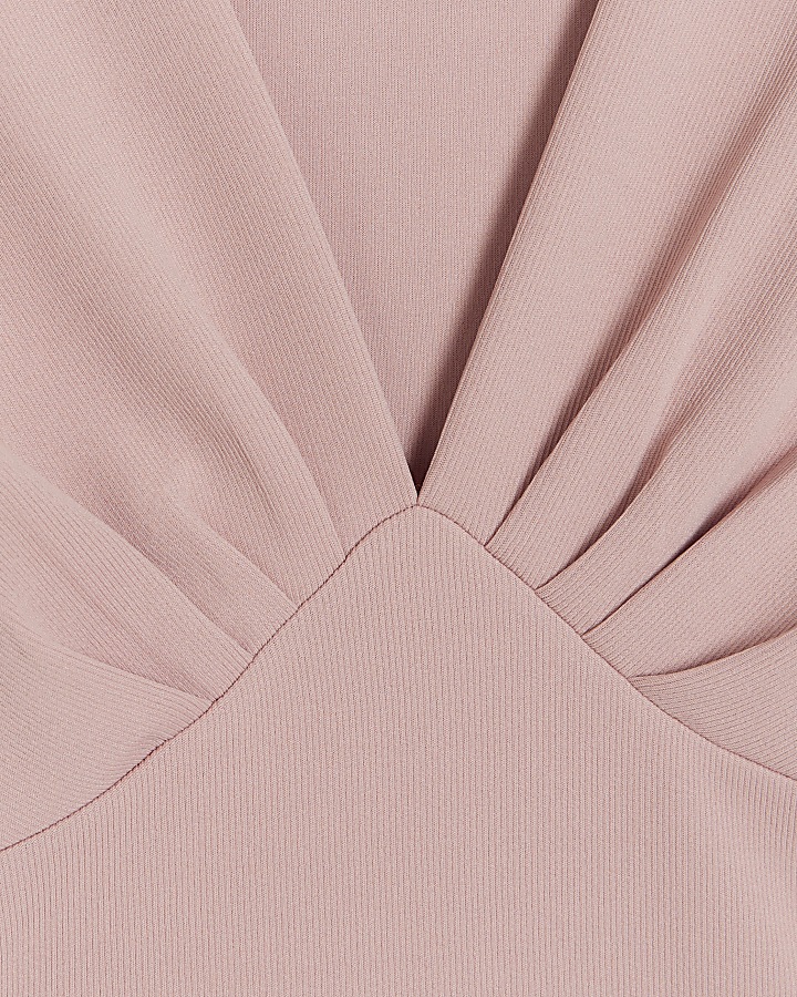 Pink plunge long sleeve bodysuit