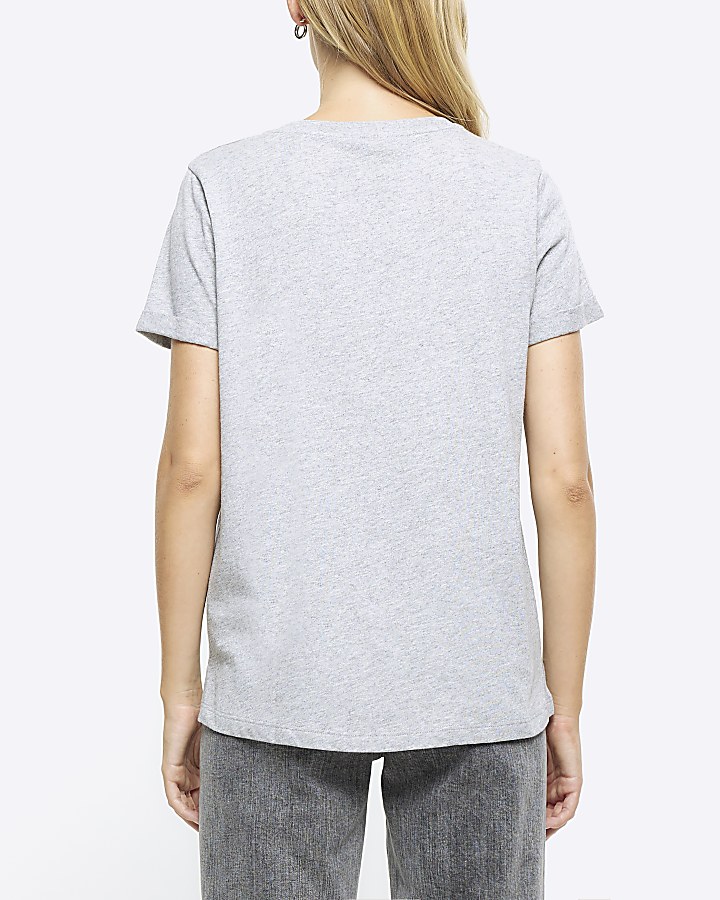 Grey rolled sleeve t-shirt