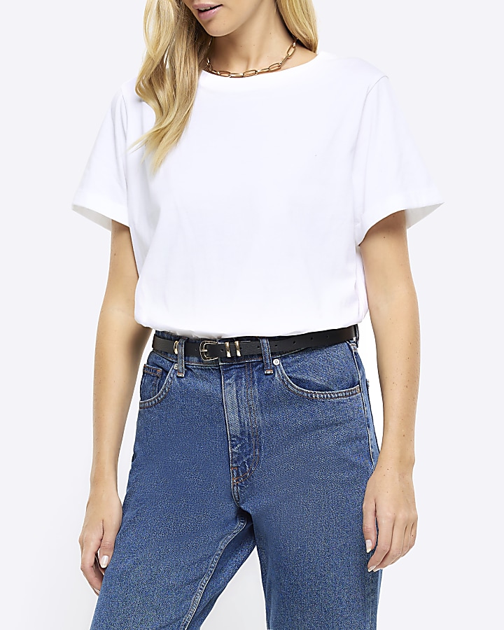 white rolled sleeve t shirt