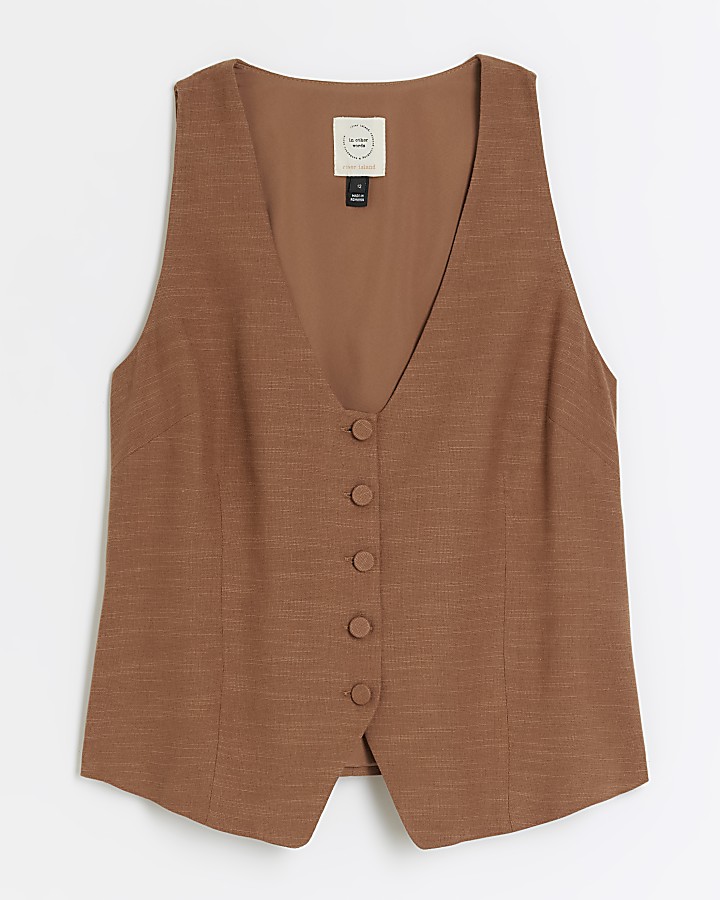 Brown button up waistcoat