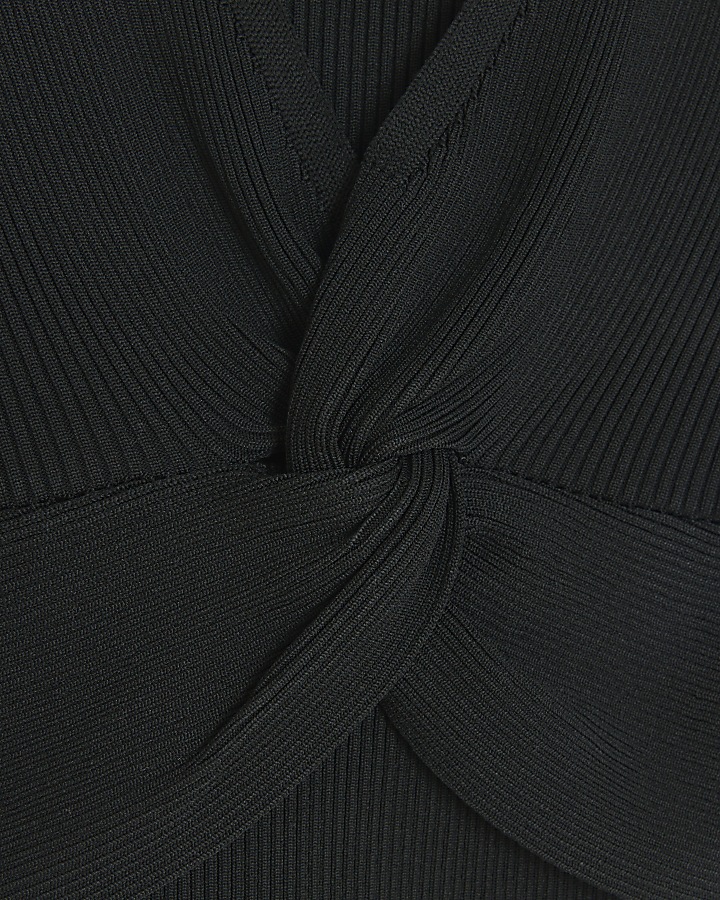 Black wrap long sleeve top