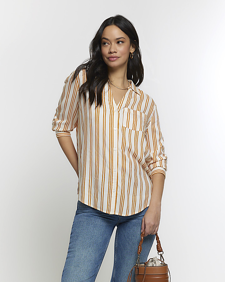 Yellow stripe long sleeve shirt