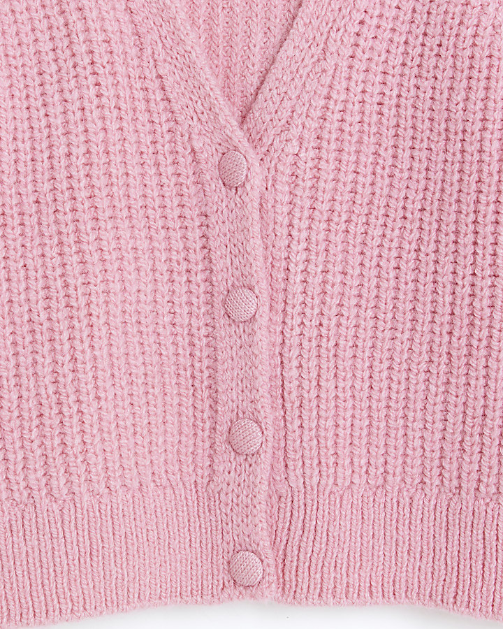 Pink chunky v-neck cardigan