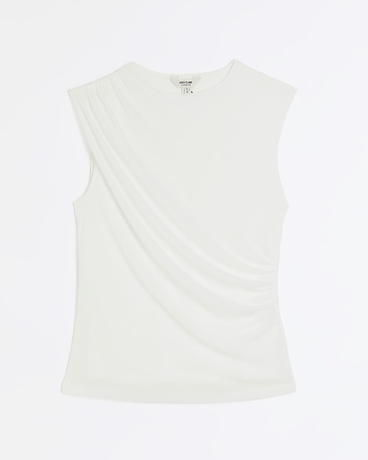 White drape sleeveless top