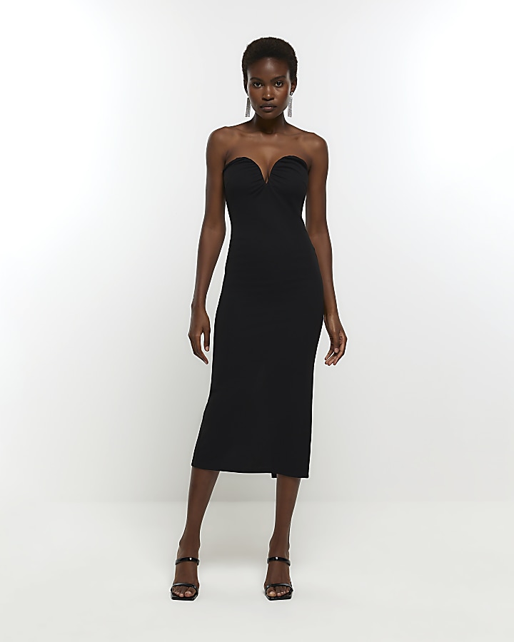 Black plunge hotsell bodycon dress