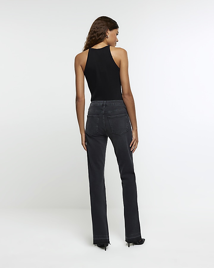 Black slim fit embellished jeans