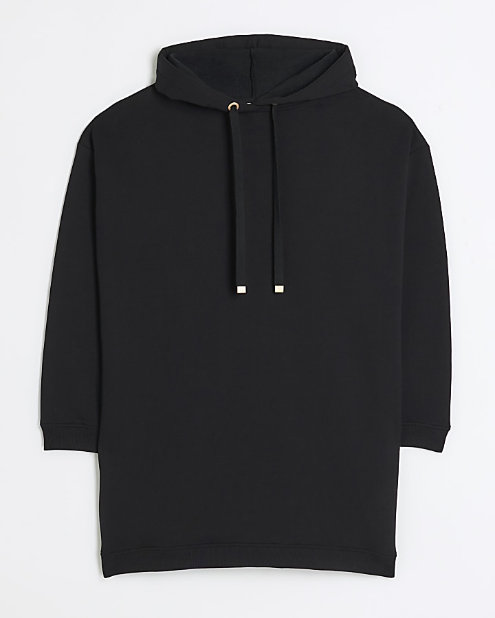 Black hooded sweatshirt mini dress