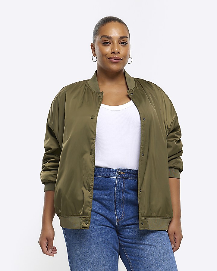 Khaki hot sale bomber jacket