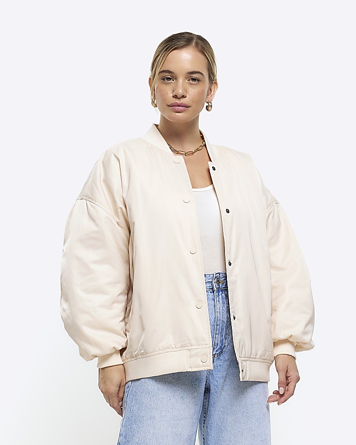 Petite stone oversized bomber jacket | River Island