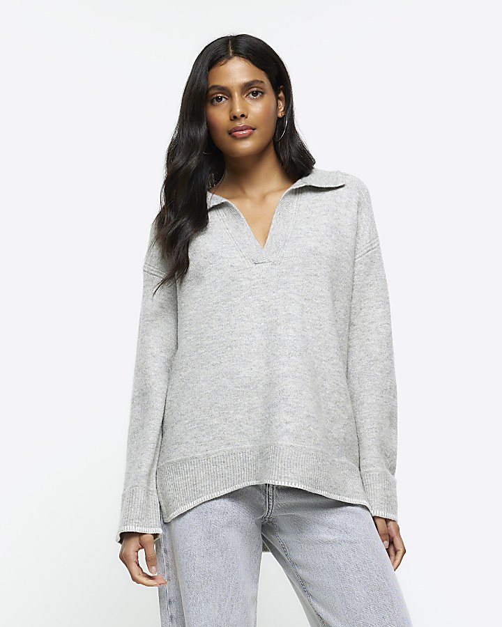 Grey jumper river island sale