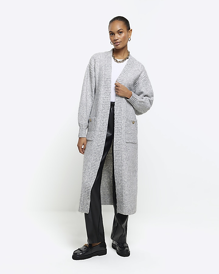 Grey longline cosy cardigan