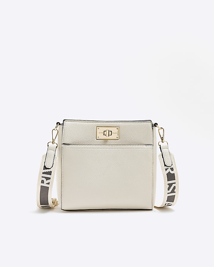 Cream lock messenger cross body bag | River Island