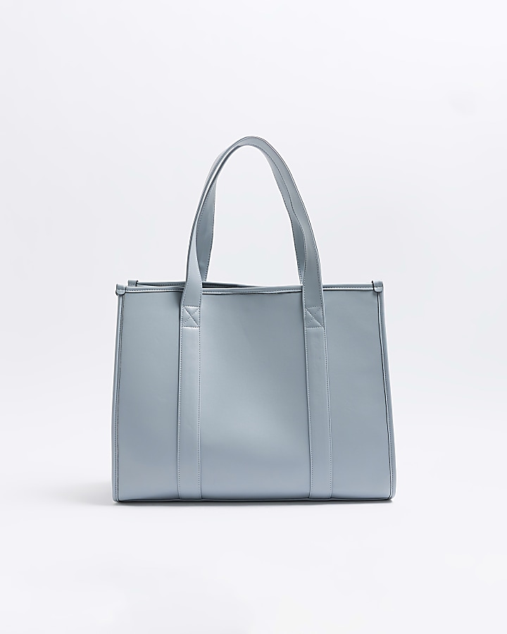 Grey faux leather embossed tote bag