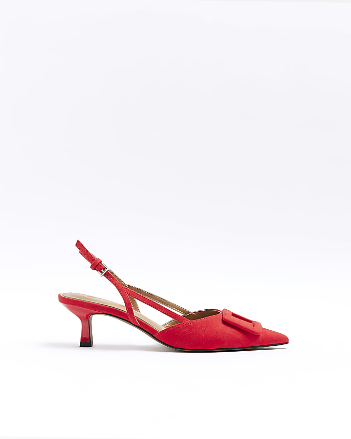 Ladies red 2024 slingback shoes