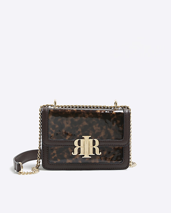 Brown tortoise shell shoulder bag | River Island