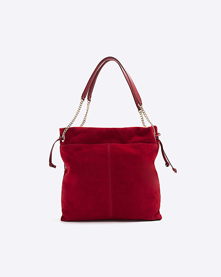 Red suede shoulder bag