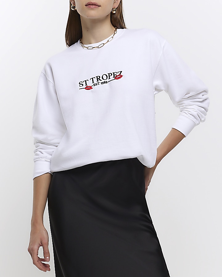 White graphic print sweatshirt