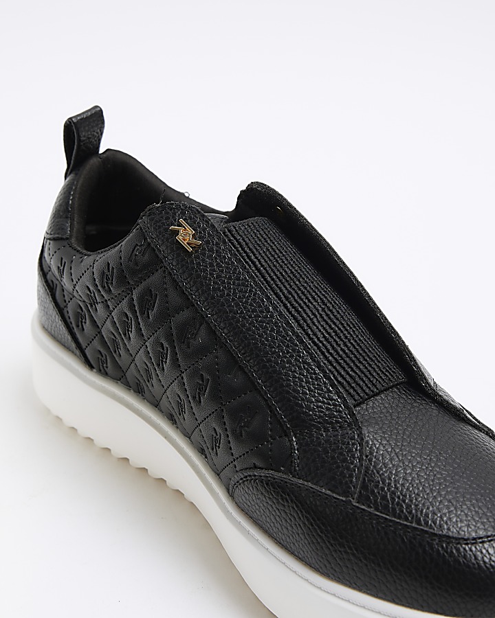 Black wide fit embossed trainers