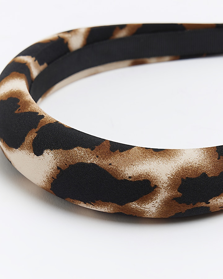 Black leopard print head band