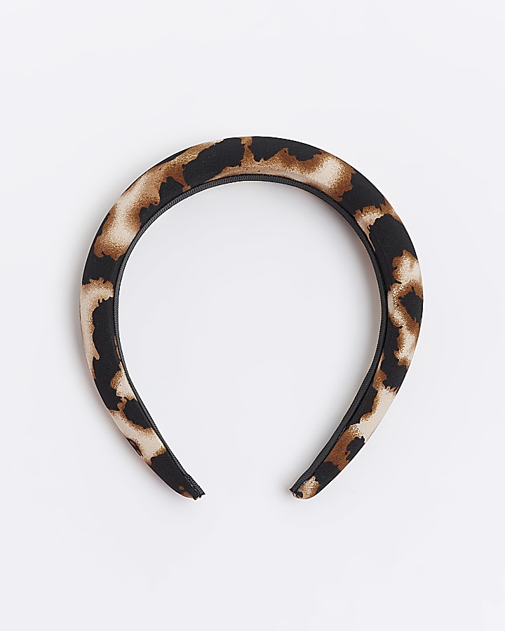 Black leopard print head band