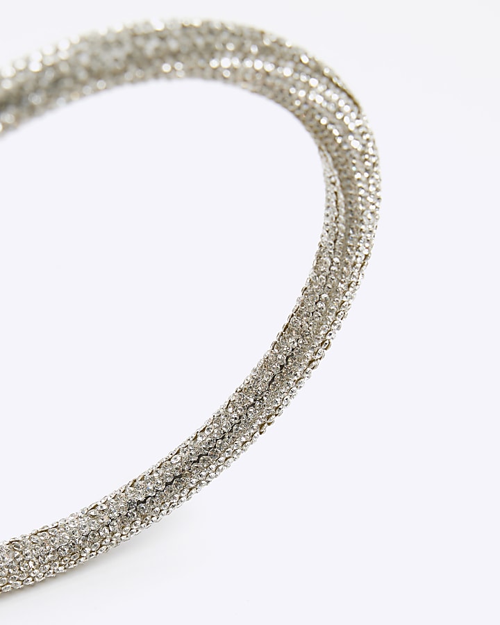 Silver diamante choker necklace