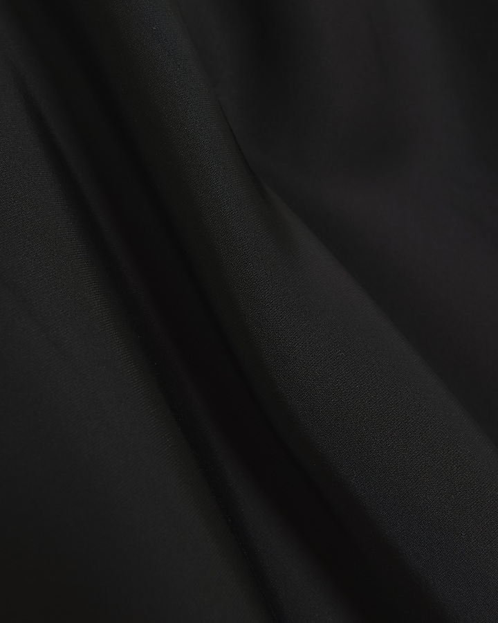 Black satin hybrid slip midi dress