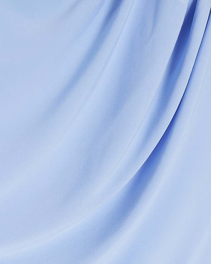 Blue drape detail t-shirt