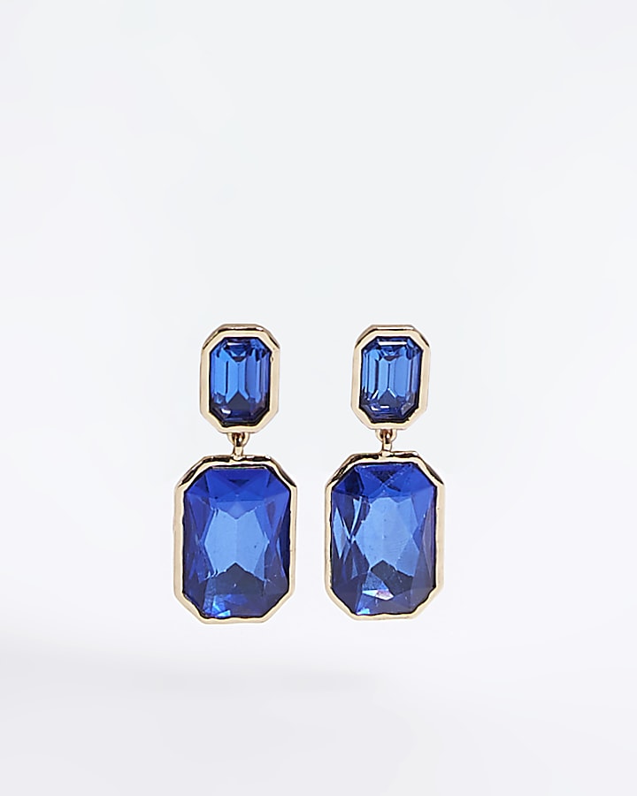 Blue stone drop earrings River Island