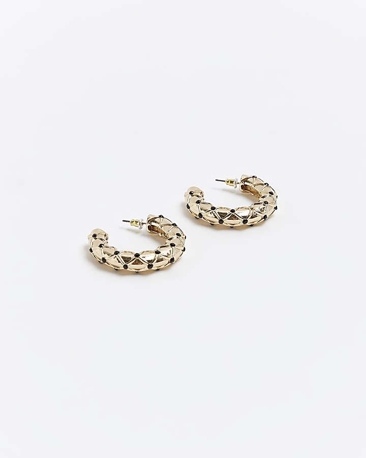 Gold Stud Hoop Earrings