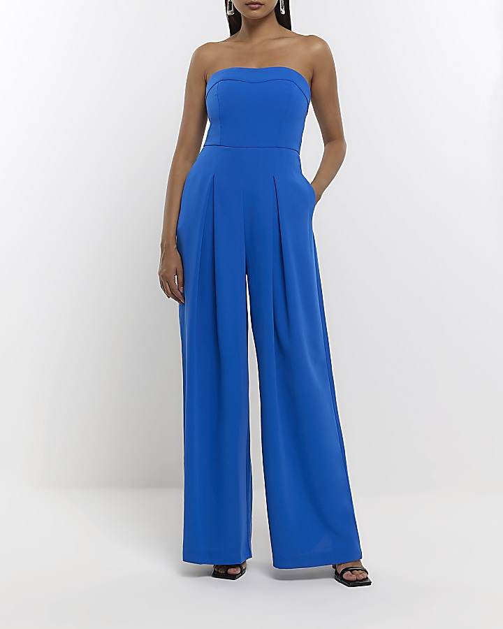 Blue bandeau hot sale jumpsuit