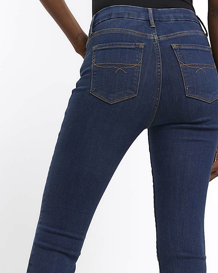 Blue high waist crop bootcut jeans
