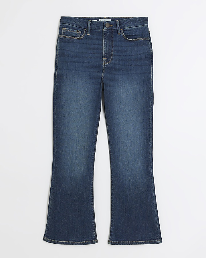 Blue high waist crop bootcut jeans | River Island