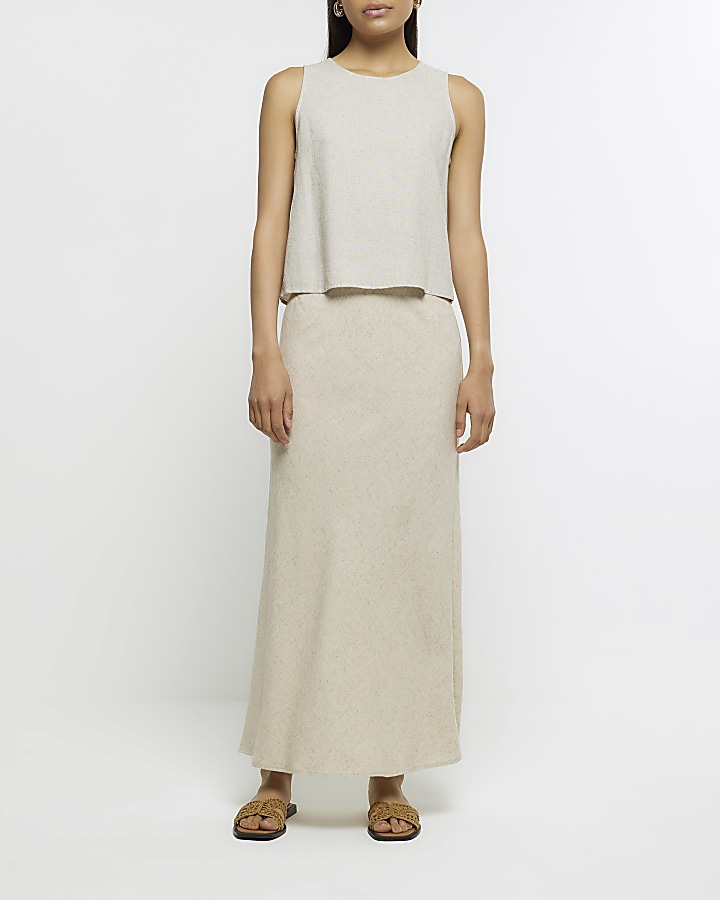 Beige shop linen skirt