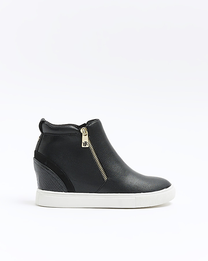 Black wedge best sale high tops