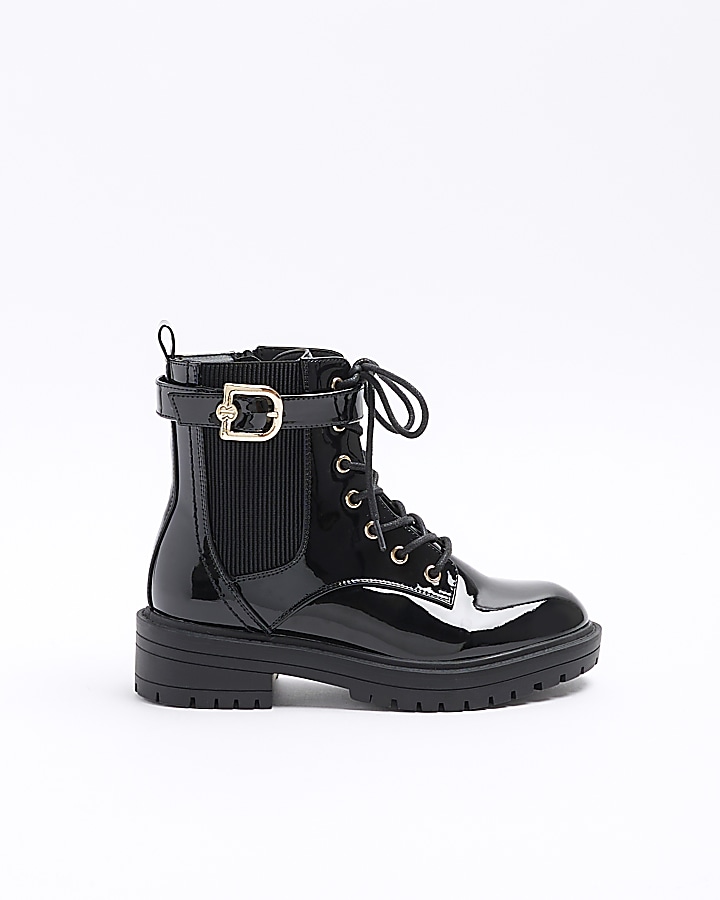 Wide fit store patent boots