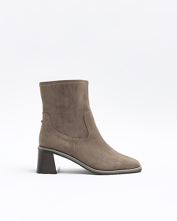 Grey block heel sales booties