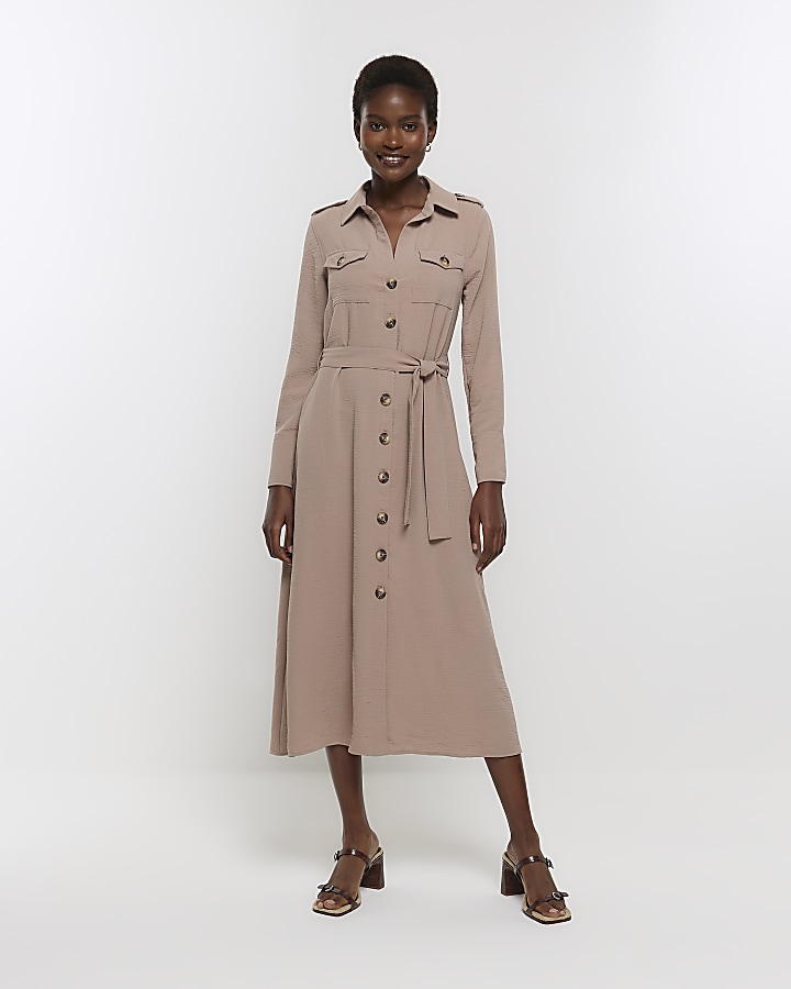 Beige utility outlet dress