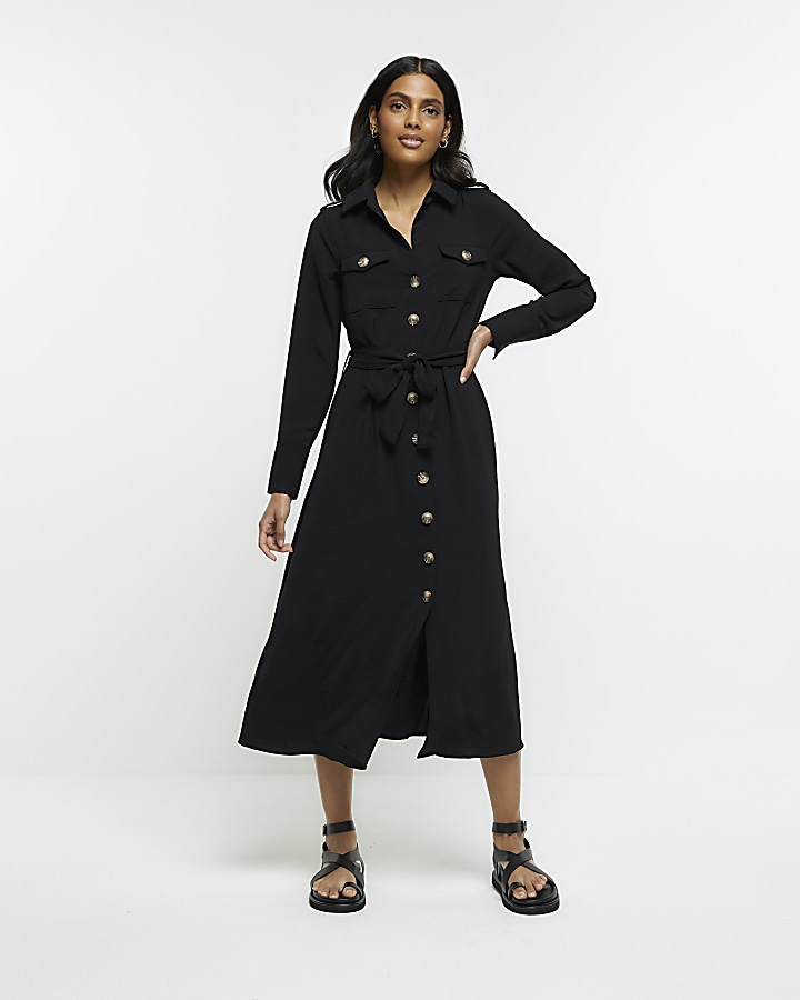 Belted utility midi shirt dress sale