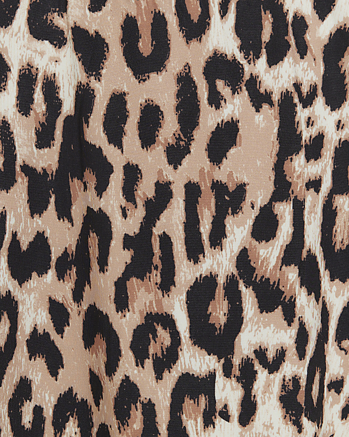 Brown leopard print scoop swimsuit | River Island