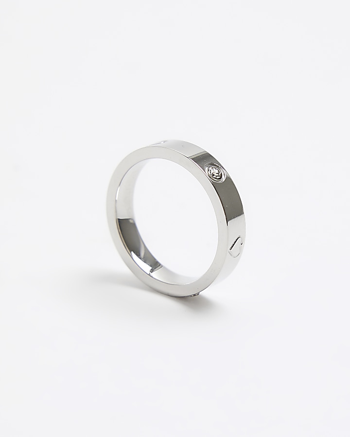 Silver Stainless Steel Embellished Ring