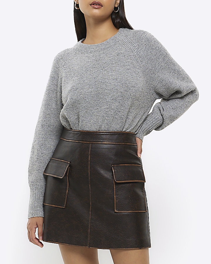 Distressed leather 2025 mini skirt