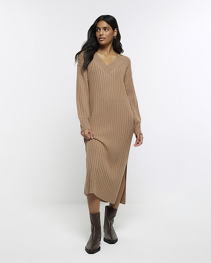 Maxi ribbed cheap dress