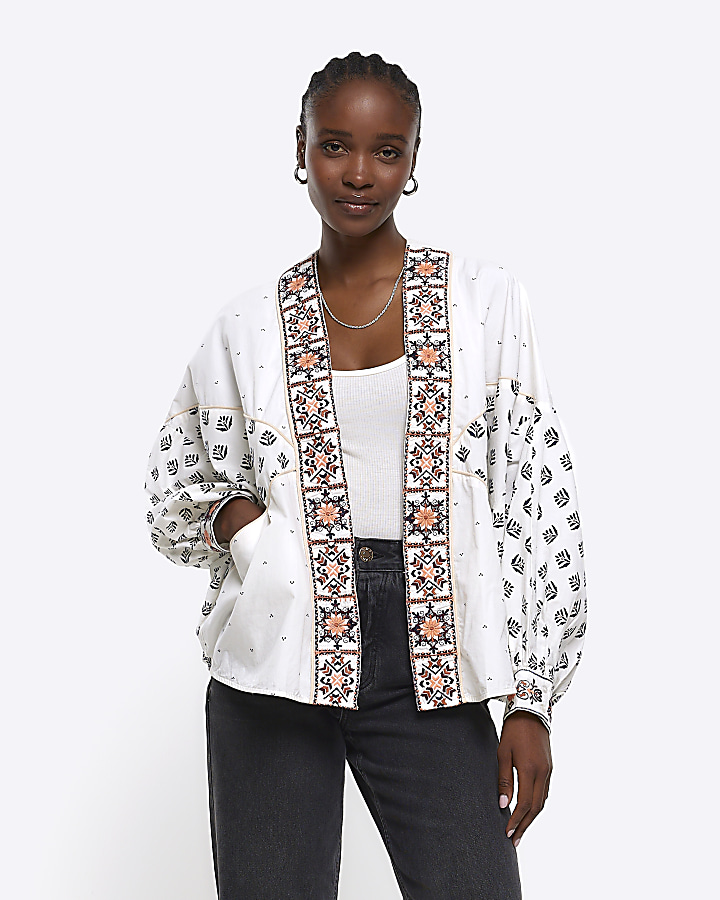 Cream embroidered jacket