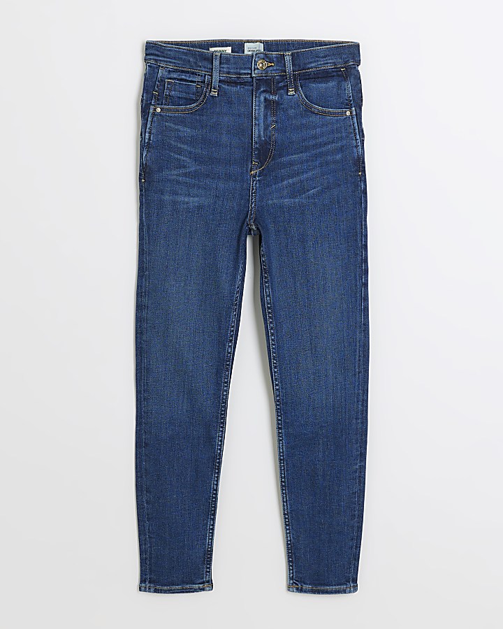 Petite blue high waist skinny jeans