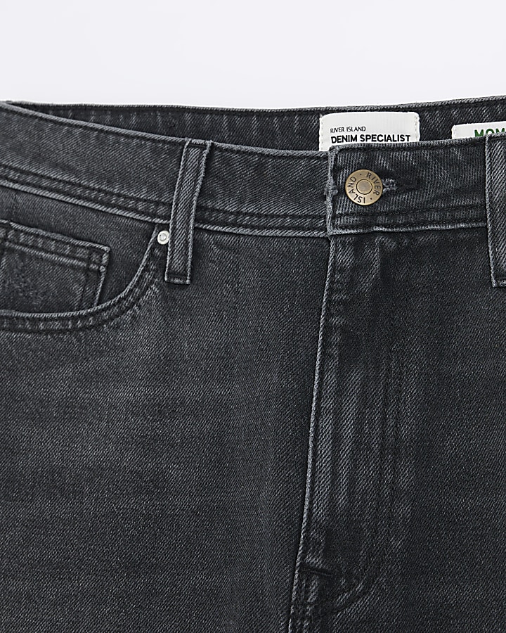 Black high waist mom jeans | River Island